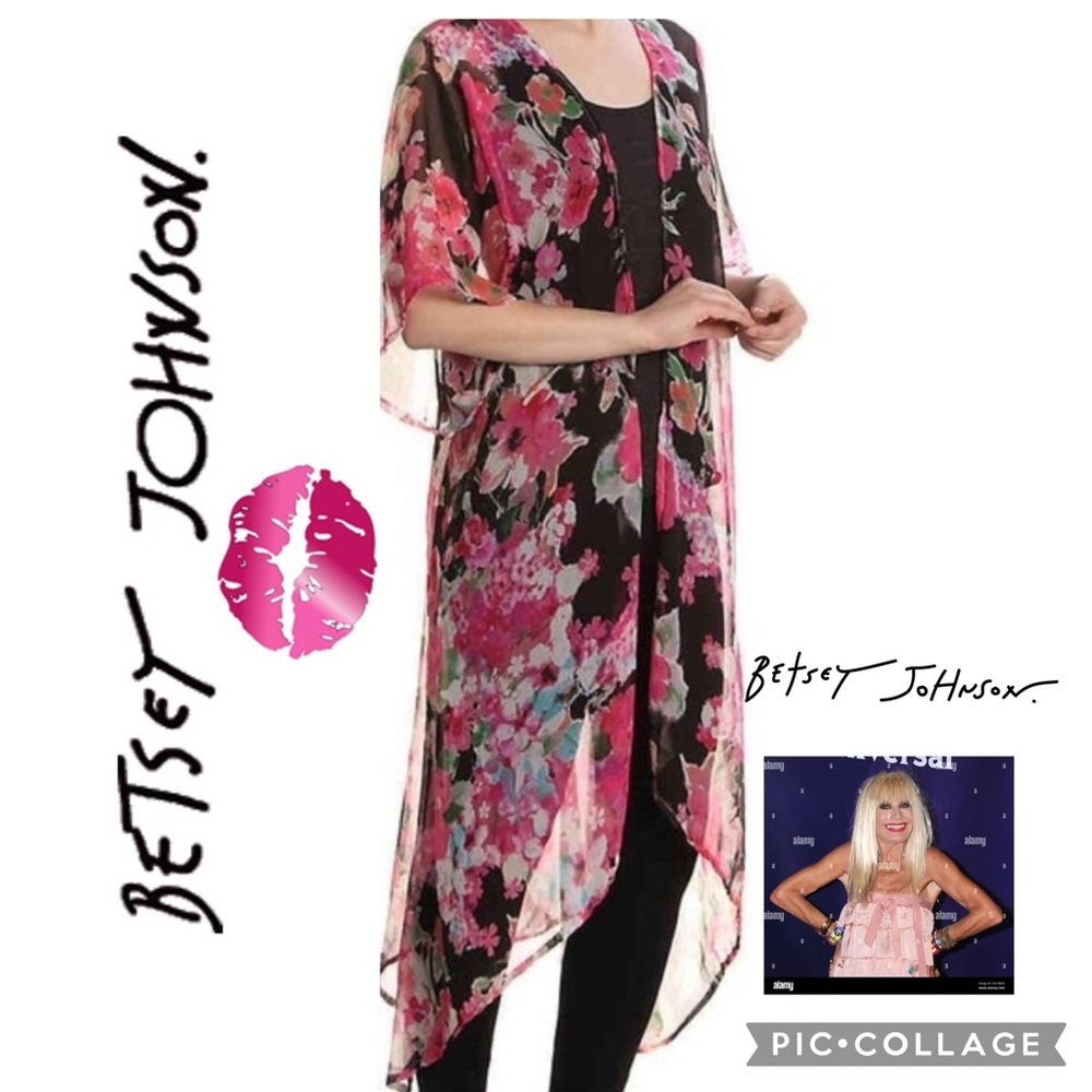 Betsey Johnson 💋 Floral Sheer Kimono Cardigan OSFM